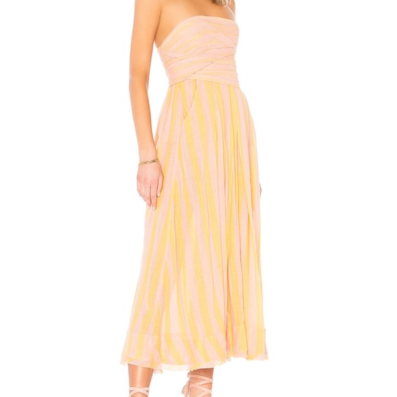 Free People Dresses & Skirts - Free People stripe me up yellow blush strapless M